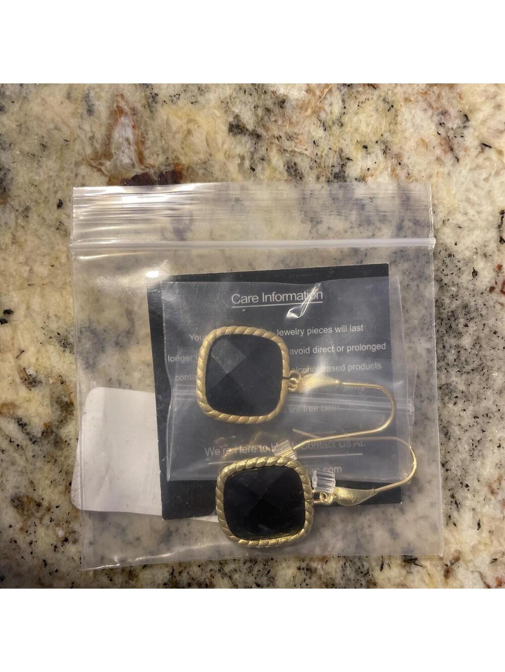 RIVKA FRIEDMAN BLACK CATS EYE DANGLE EARRINGS Onyx